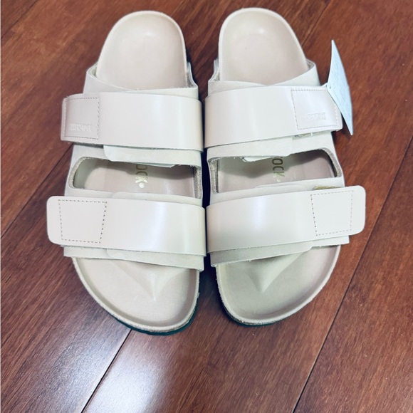 Birkenstock Uji Nubuck shine Leather straps slide sandals in new beige 10-10.5 - Picture 4 of 14
